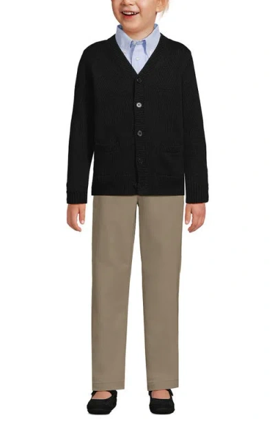 Lands' End Babies'  School Uniform Kids Legacy Varsity Cardigan In Black