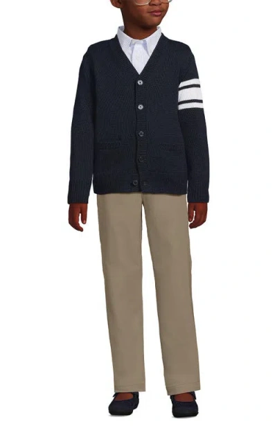 Lands' End Babies'  School Uniform Kids Legacy Varsity Cardigan In Blue