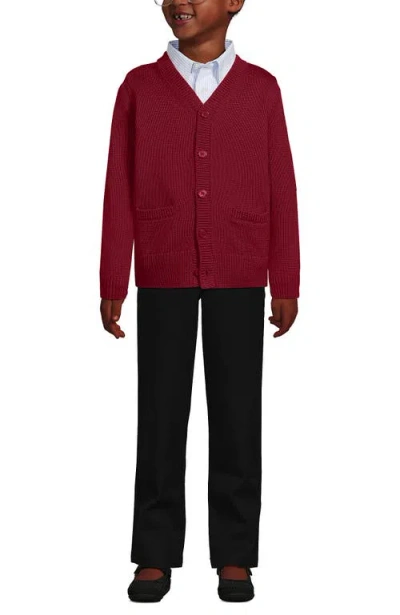 Lands' End School Uniform Kids Legacy Varsity Cardigan In Burgundy