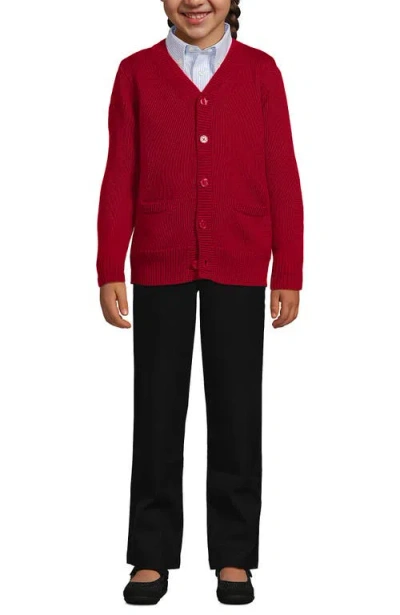 Lands' End School Uniform Kids Legacy Varsity Cardigan In Burgundy