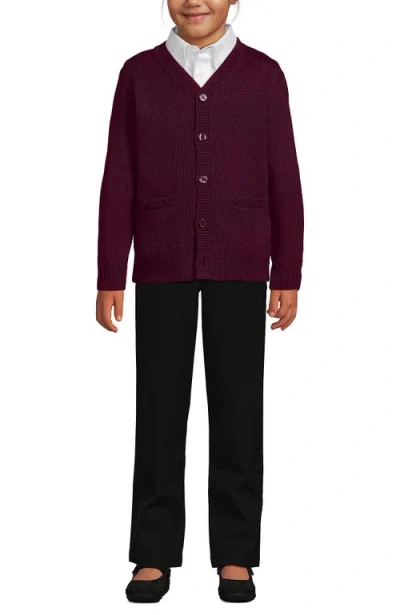 Lands' End School Uniform Kids Legacy Varsity Cardigan In Burgundy