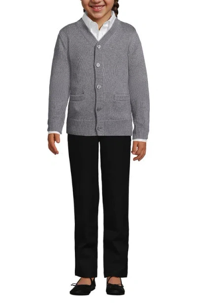 Lands' End School Uniform Kids Legacy Varsity Cardigan In Gray
