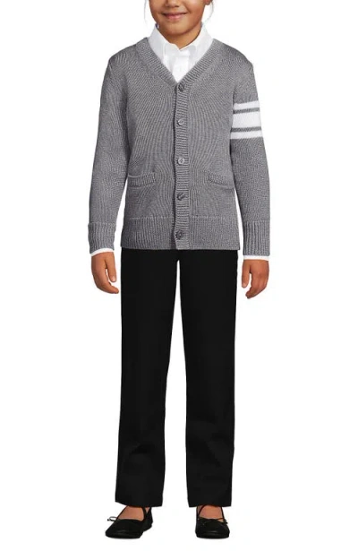 Lands' End Babies'  School Uniform Kids Legacy Varsity Cardigan In Gray