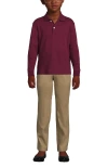 Lands' End School Uniform Kids Long Sleeve Interlock Polo Shirt In Burgundy