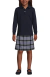 Lands' End School Uniform Kids Long Sleeve Interlock Polo Shirt In Classic Navy