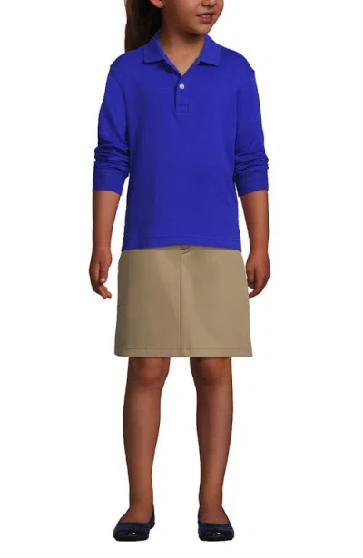 Lands' End School Uniform Kids Long Sleeve Interlock Polo Shirt In Cobalt