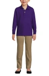 Lands' End School Uniform Kids Long Sleeve Interlock Polo Shirt In Deep Purple