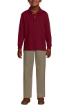Lands' End School Uniform Kids Long Sleeve Interlock Polo Shirt In Garnet
