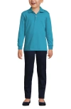 Lands' End School Uniform Kids Long Sleeve Interlock Polo Shirt In Teal Breeze