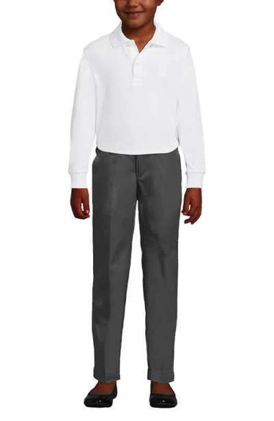 Lands' End School Uniform Kids Long Sleeve Interlock Polo Shirt In White