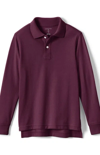 Lands' End School Uniform Kids Long Sleeve Mesh Polo Shirt In Burgundy