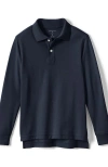 Lands' End School Uniform Kids Long Sleeve Mesh Polo Shirt In Classic Navy