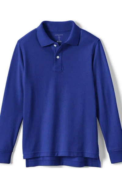 Lands' End School Uniform Kids Long Sleeve Mesh Polo Shirt In Cobalt