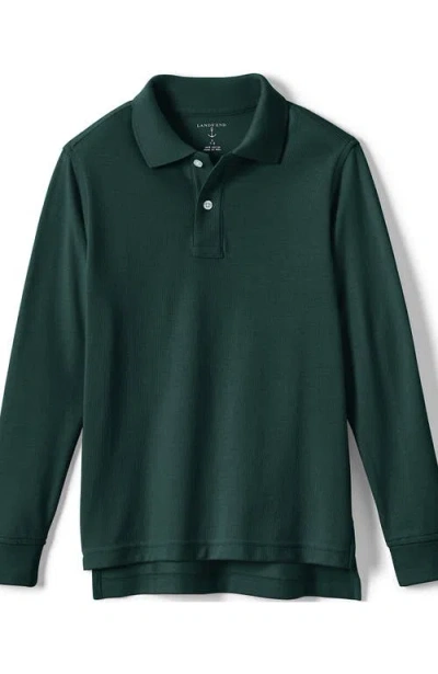 Lands' End School Uniform Kids Long Sleeve Mesh Polo Shirt In Evergreen