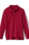 Lands' End School Uniform Kids Long Sleeve Mesh Polo Shirt In Red