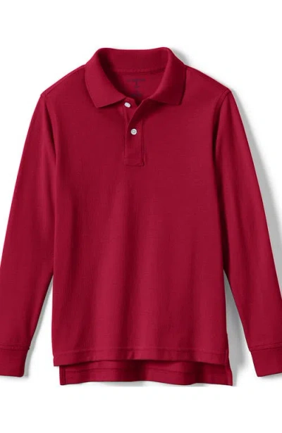 Lands' End School Uniform Kids Long Sleeve Mesh Polo Shirt In Red