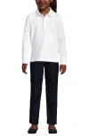 Lands' End School Uniform Kids Long Sleeve Mesh Polo Shirt In White
