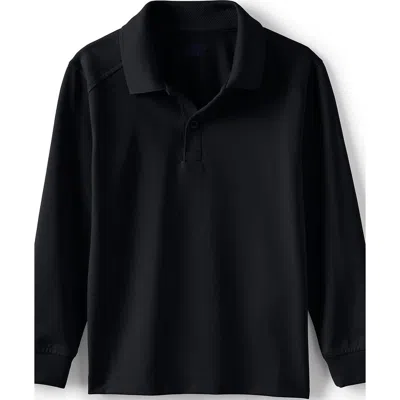 Lands' End School Uniform Kids Long Sleeve Rapid Dry Polo Shirt In Black