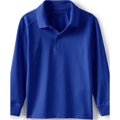 Lands' End School Uniform Kids Long Sleeve Rapid Dry Polo Shirt In Blue