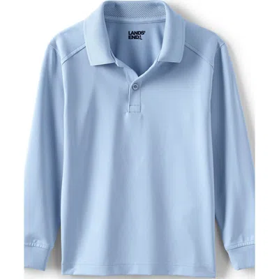 Lands' End School Uniform Kids Long Sleeve Rapid Dry Polo Shirt In Blue