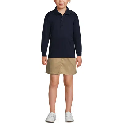 Lands' End School Uniform Kids Long Sleeve Rapid Dry Polo Shirt In Blue