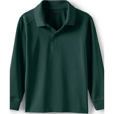 Lands' End School Uniform Kids Long Sleeve Rapid Dry Polo Shirt In Green