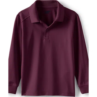 Lands' End School Uniform Kids Long Sleeve Rapid Dry Polo Shirt In Purple