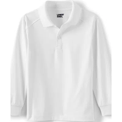 Lands' End School Uniform Kids Long Sleeve Rapid Dry Polo Shirt In White