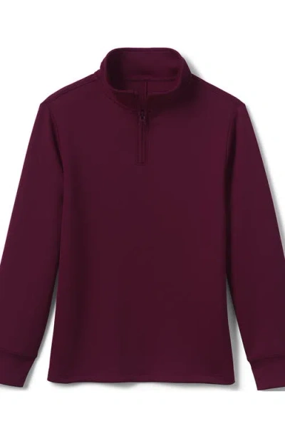Lands' End School Uniform Kids Quarter Zip Pullover In Burgundy