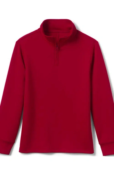 Lands' End School Uniform Kids Quarter Zip Pullover In Red