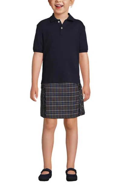 Lands' End School Uniform Kids Short Sleeve Interlock Polo Shirt In Classic Navy
