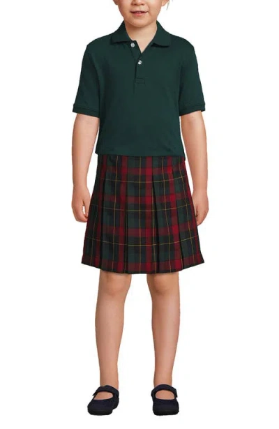 Lands' End School Uniform Kids Short Sleeve Interlock Polo Shirt In Evergreen