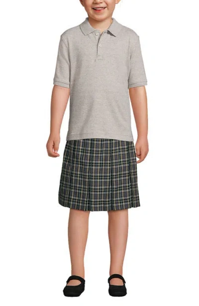 Lands' End School Uniform Kids Short Sleeve Interlock Polo Shirt In Gray Heather