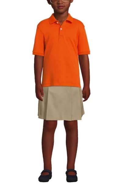 Lands' End School Uniform Kids Short Sleeve Interlock Polo Shirt In Orange Spice