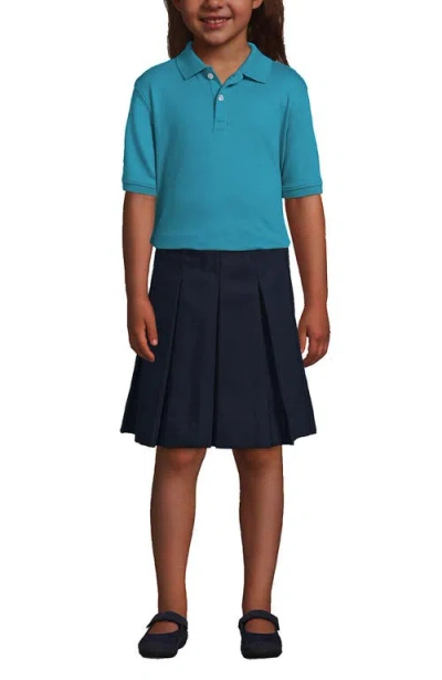 Lands' End School Uniform Kids Short Sleeve Interlock Polo Shirt In Teal Breeze