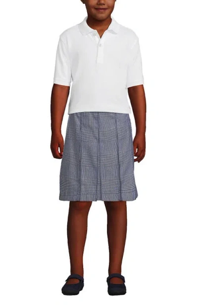 Lands' End School Uniform Kids Short Sleeve Interlock Polo Shirt In White