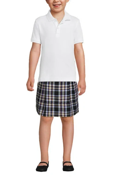 Lands' End School Uniform Kids Short Sleeve Tailored Fit Interlock Polo Shirt In White