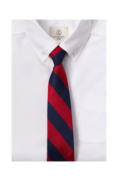 Lands' End School Uniform Kids Stripe Pre Tied Tie In Red