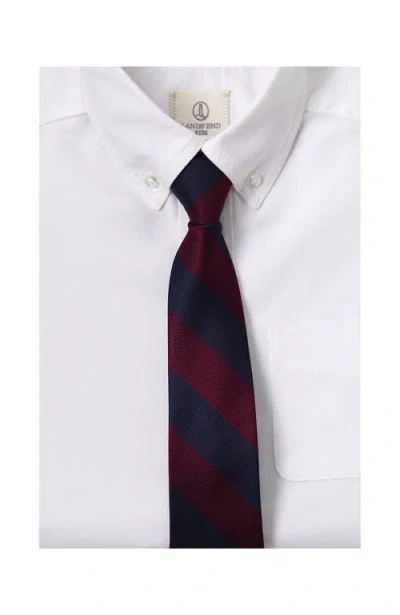 Lands' End School Uniform Kids Stripe Pre Tied Tie In Classic Navy/dark Crimson