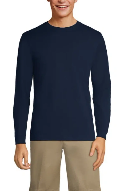 Lands' End School Uniform  Long Sleeve Essential T-shirt In Blue