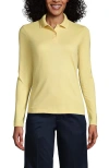 Lands' End School Uniform  Long Sleeve Feminine Fit Interlock Polo Shirt In Maize