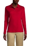 Lands' End School Uniform  Long Sleeve Feminine Fit Interlock Polo Shirt In Red