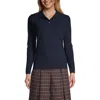 Lands' End School Uniform  Long Sleeve Feminine Fit Mesh Polo Shirt In Classic Navy