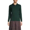 Lands' End School Uniform  Long Sleeve Feminine Fit Mesh Polo Shirt In Evergreen