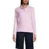 Lands' End School Uniform  Long Sleeve Feminine Fit Mesh Polo Shirt In Ice Pink