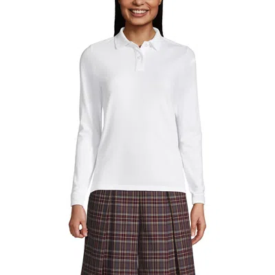 LANDS' END LANDS' END SCHOOL UNIFORM  LONG SLEEVE FEMININE FIT MESH POLO SHIRT