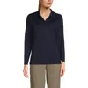Lands' End School Uniform  Long Sleeve Feminine Fit Rapid Dry Polo Shirt In Blue