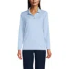 Lands' End School Uniform  Long Sleeve Feminine Fit Rapid Dry Polo Shirt In Blue
