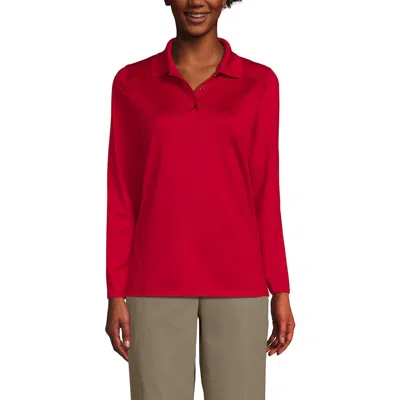 Lands' End School Uniform  Long Sleeve Feminine Fit Rapid Dry Polo Shirt In Black