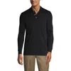 Lands' End School Uniform  Long Sleeve Interlock Polo Shirt In Black